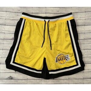 ULTRA GAME Mens Basketball Shorts Sz M Los Angeles Lakers NBA Black Gold Patch